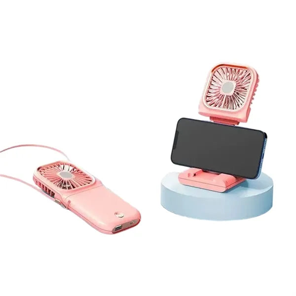 LOGO 2-in-1 Foldable USB Phone Stand Portable Fan