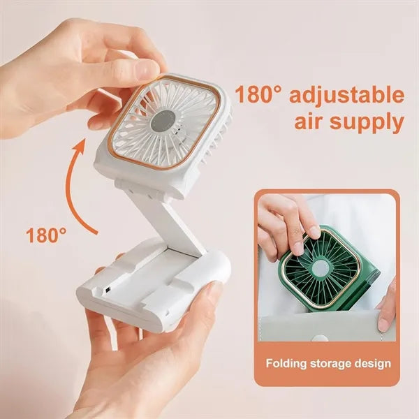 LOGO 2-in-1 Foldable USB Phone Stand Portable Fan