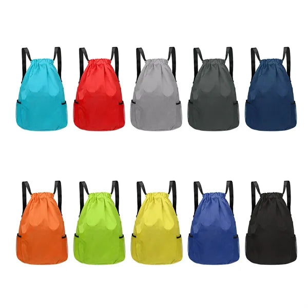 Large Sport Drawstring Backpack W/ Side Mesh Pocket