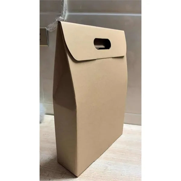 3-Bottle Kraft Wine Carrier Box with Windows and Handle