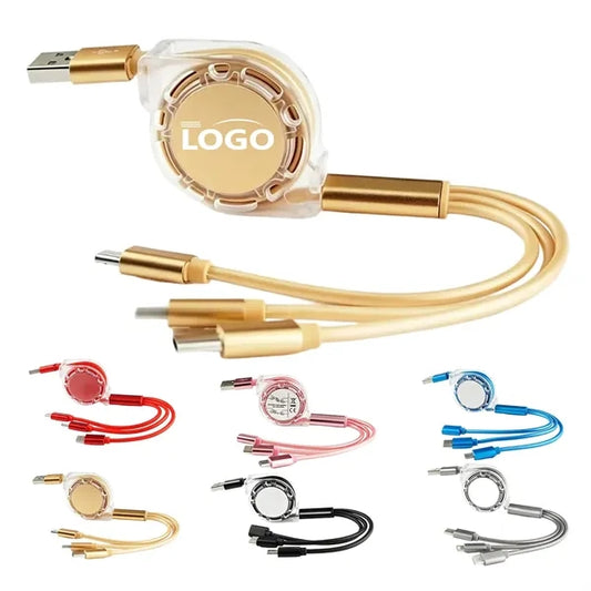 3-in-1 Custom LOGO 39-in Retractable Fast Charging USB Cable