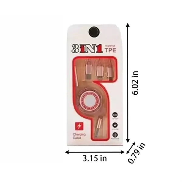 3-in-1 Custom LOGO 39-in Retractable Fast Charging USB Cable