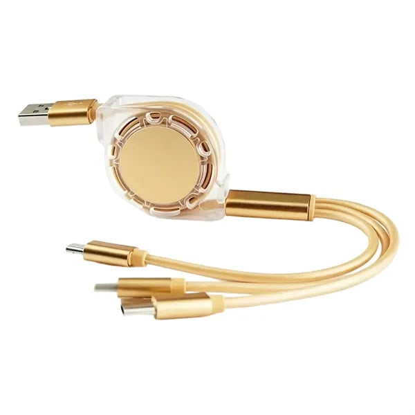 3-in-1 Custom LOGO 39-in Retractable Fast Charging USB Cable