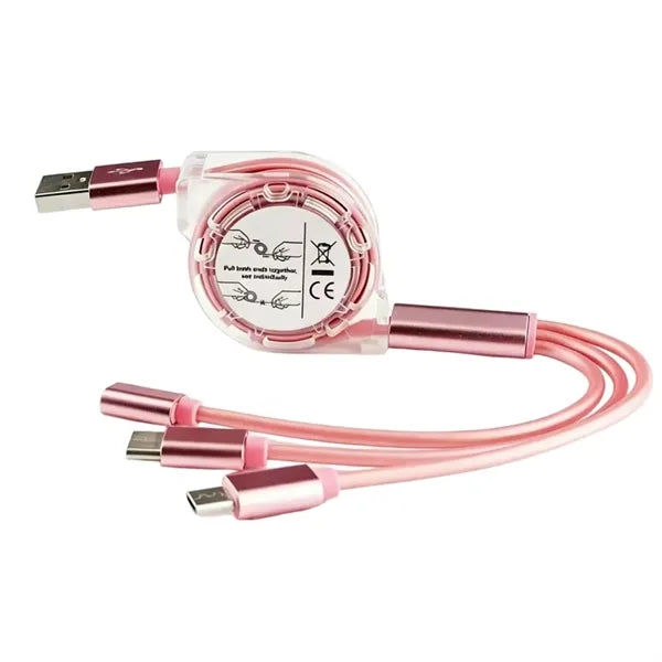 3-in-1 Custom LOGO 39-in Retractable Fast Charging USB Cable