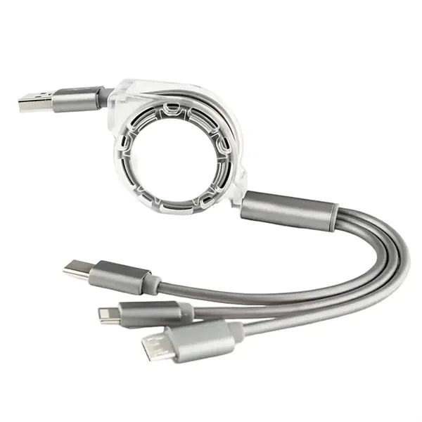 3-in-1 Custom LOGO 39-in Retractable Fast Charging USB Cable