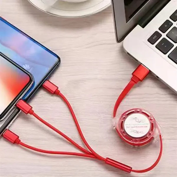 3-in-1 Custom LOGO 39-in Retractable Fast Charging USB Cable