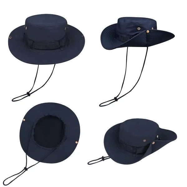 Wide Brim Jungle Boonie Bucket Hat W/ Chin Strap