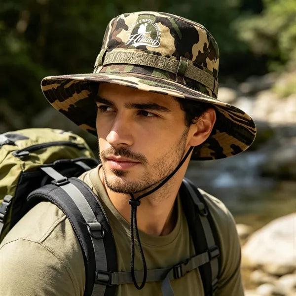 Wide Brim Jungle Boonie Bucket Hat W/ Chin Strap