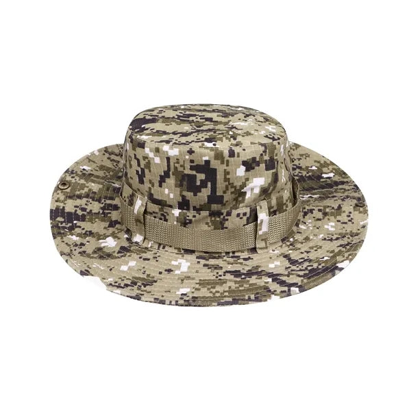 Wide Brim Jungle Boonie Bucket Hat W/ Chin Strap
