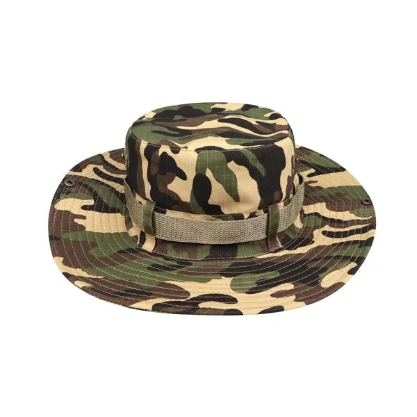 Wide Brim Jungle Boonie Bucket Hat W/ Chin Strap