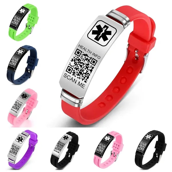 Silicone ID Band Medical Alert Emergency Bracelet