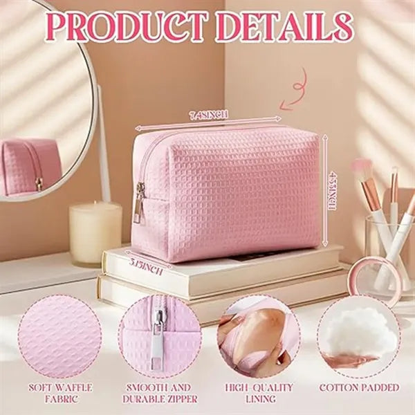 Travel Waffle Kit Makeup Bag Zipper Cosmetic Pouch