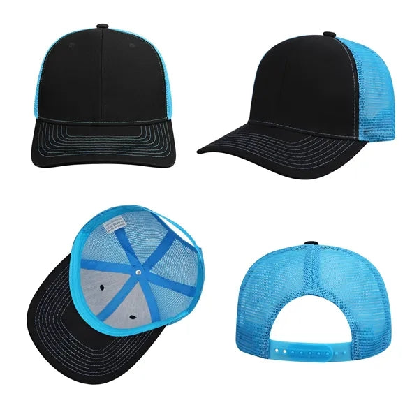 112 Style Structured Snapback Trucker Cap W/ Mesh Back