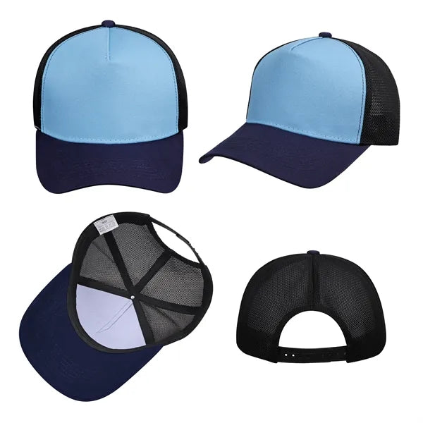 5 Panel Two Tone Trucker Cap W/ Mesh Back