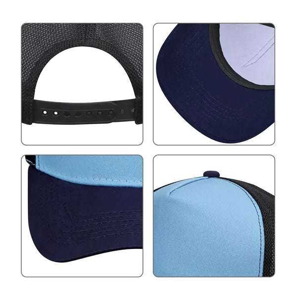 5 Panel Two Tone Trucker Cap W/ Mesh Back