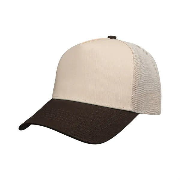 5 Panel Two Tone Trucker Cap W/ Mesh Back