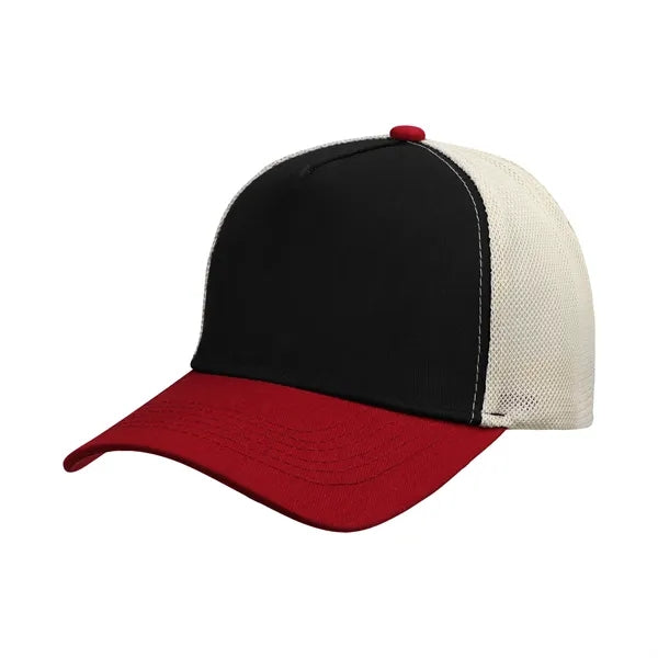 5 Panel Two Tone Trucker Cap W/ Mesh Back