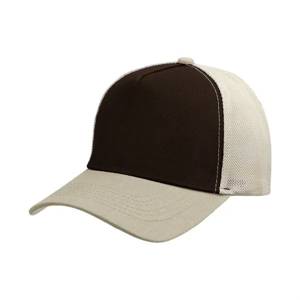 5 Panel Two Tone Trucker Cap W/ Mesh Back