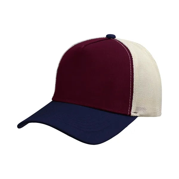 5 Panel Two Tone Trucker Cap W/ Mesh Back