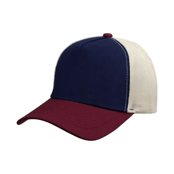 5 Panel Two Tone Trucker Cap W/ Mesh Back
