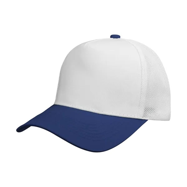 5 Panel Two Tone Trucker Cap W/ Mesh Back