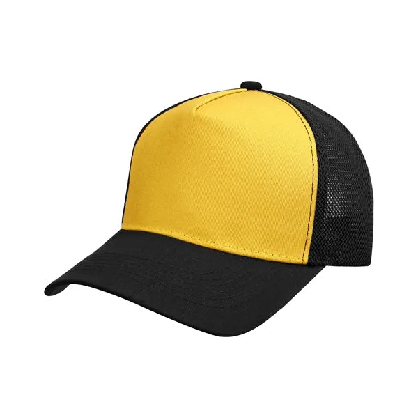 5 Panel Two Tone Trucker Cap W/ Mesh Back