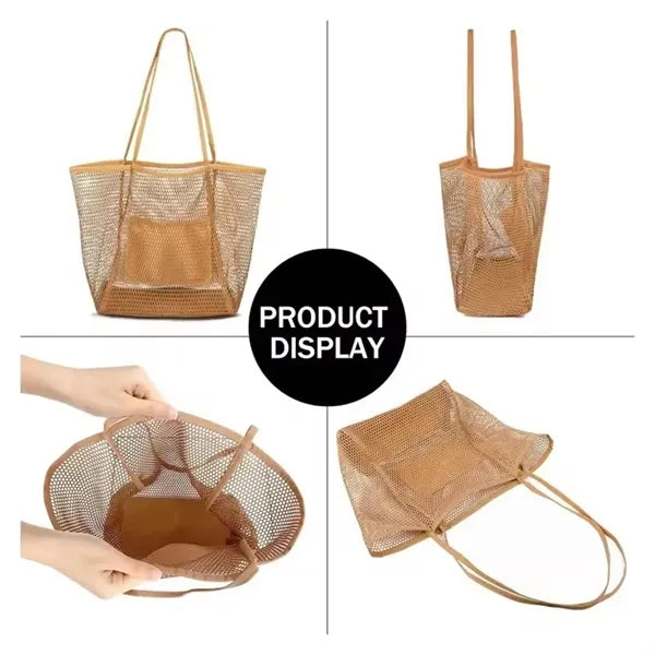 Foldable Summer Mesh Shoulder Beach Nylon Tote Bag