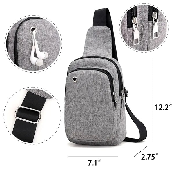 Oxford Fabric Sling Bag with Earphone Port for Travel