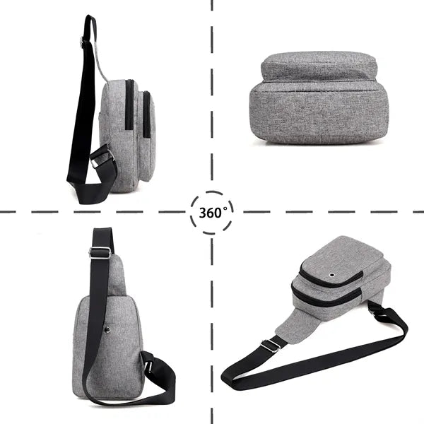 Oxford Fabric Sling Bag with Earphone Port for Travel