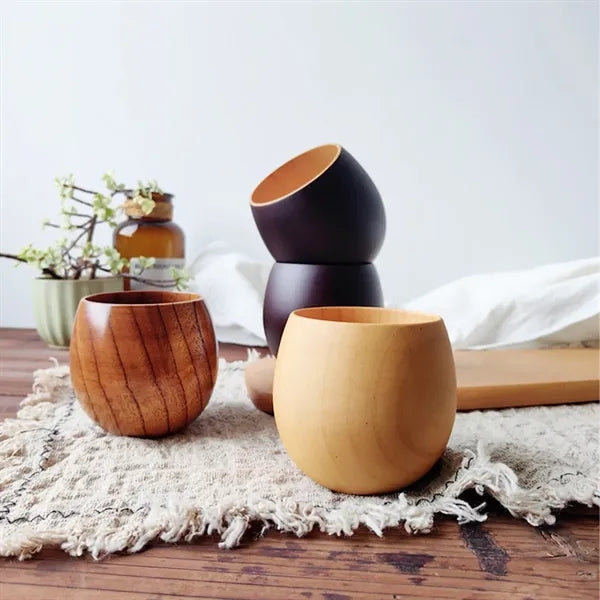 8oz. Wooden Drinking Cup Natural Wood Tumbler for Daily Use