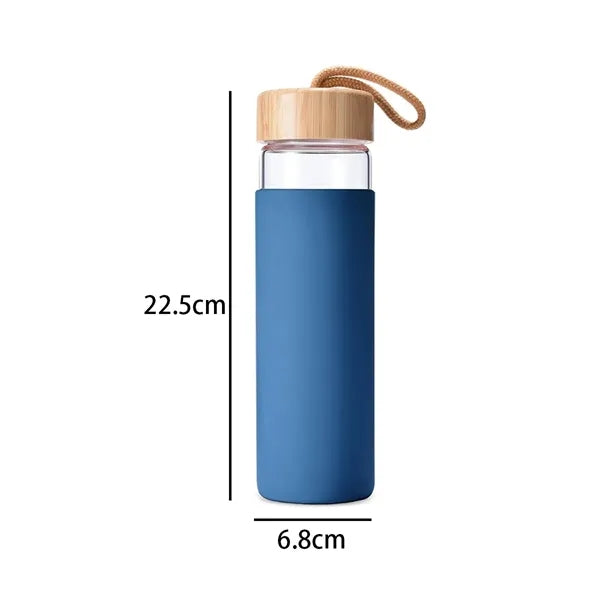 19oz. Glass Water Bottle w/ Lid & Silicone Sleeve & Strap
