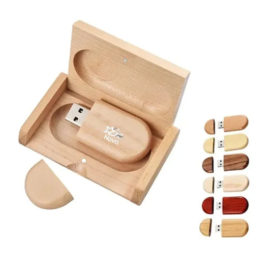 USB Flash Drive With Wooden Box U Disk Memory Stick