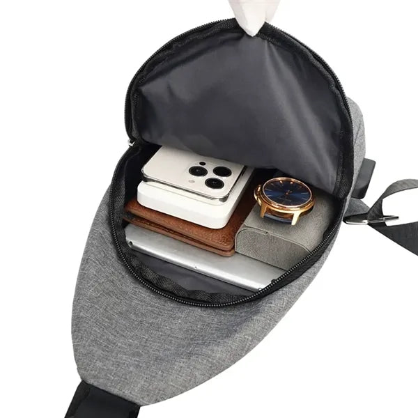 Oxford Crossbody Backpack with USB & Headphone Port