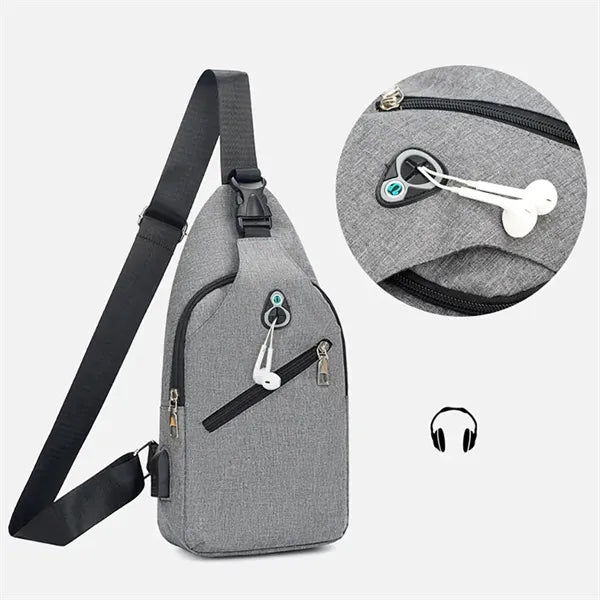 Oxford Crossbody Backpack with USB & Headphone Port
