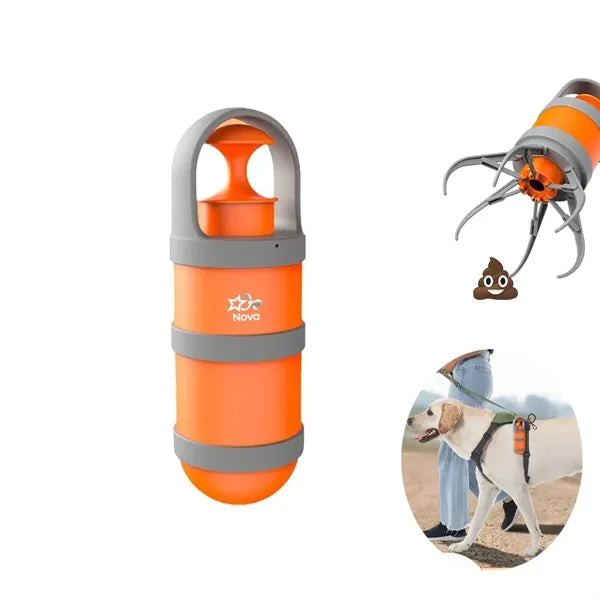 Dog Pooper Scooper with Built-in Poop Bag Dispenser