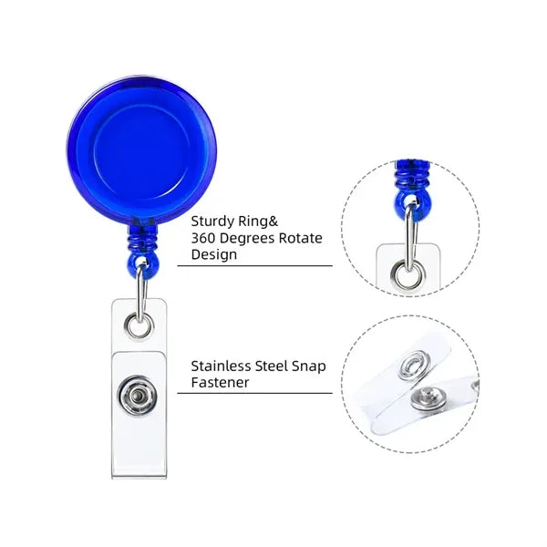 Retractable Badge Reel with Clip for ID Cards & Keys