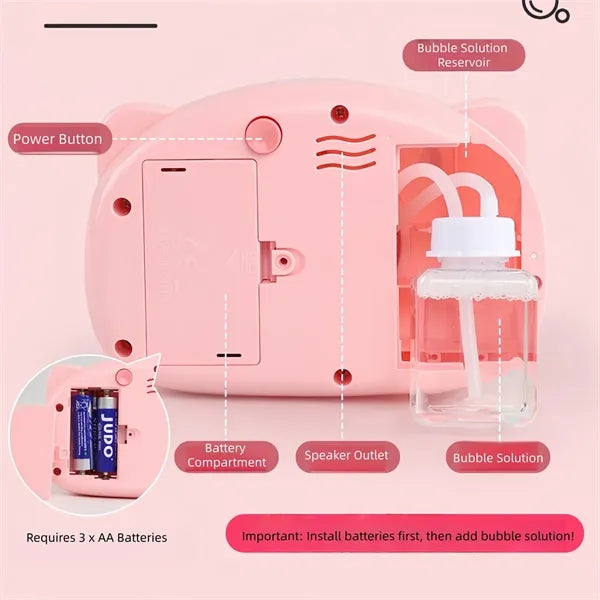 Cute Piggy Electric Bubble Machine, Leak-Proof for Kids