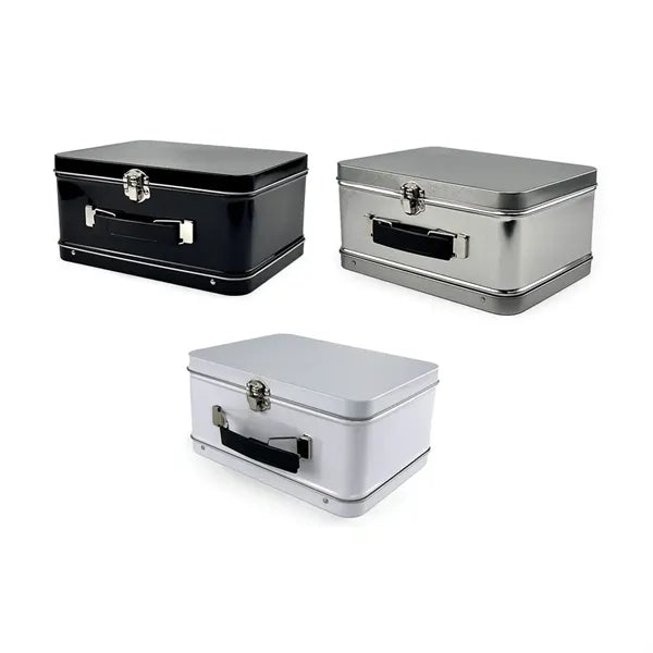 Classic Retro Tinplate Lunch Box with Handle & Latch