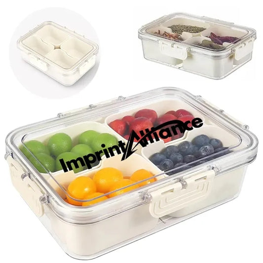 4-Compartment Spice Organizer&Snack Container w/ Locking Lid