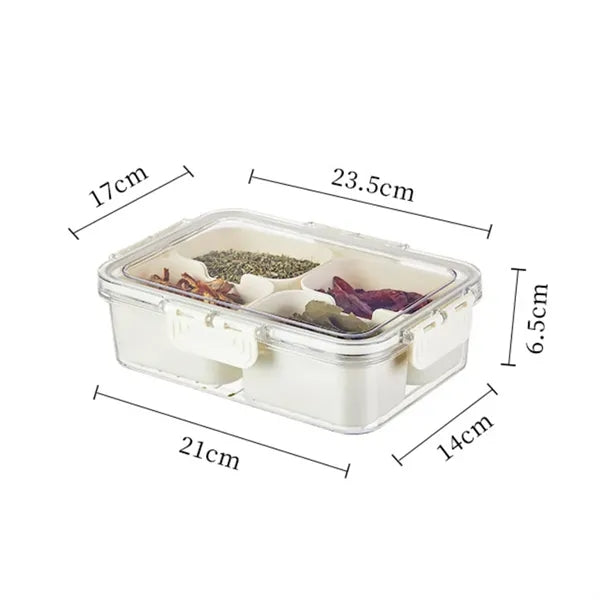 4-Compartment Spice Organizer&Snack Container w/ Locking Lid