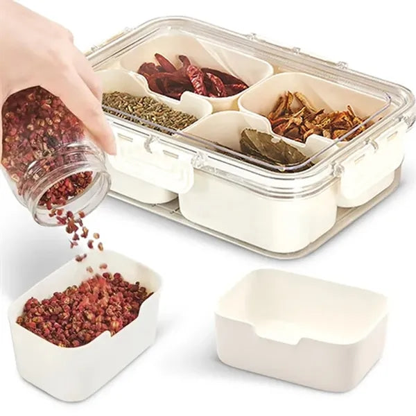 4-Compartment Spice Organizer&Snack Container w/ Locking Lid