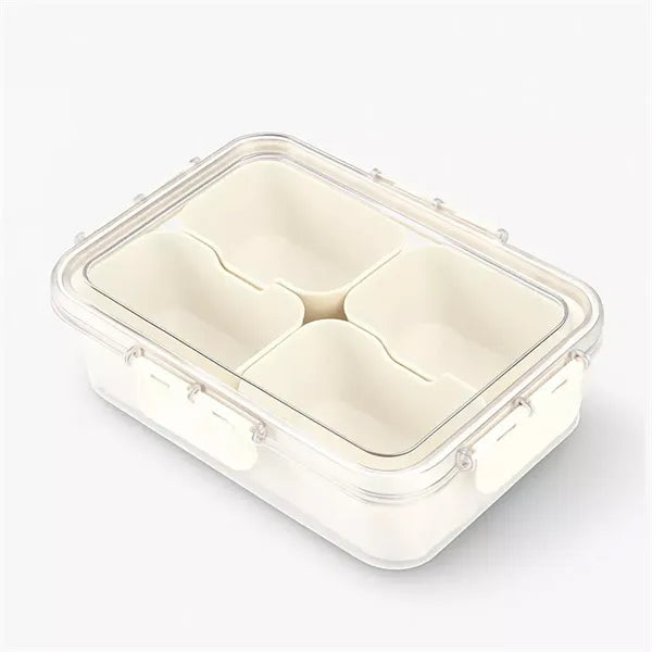 4-Compartment Spice Organizer&Snack Container w/ Locking Lid