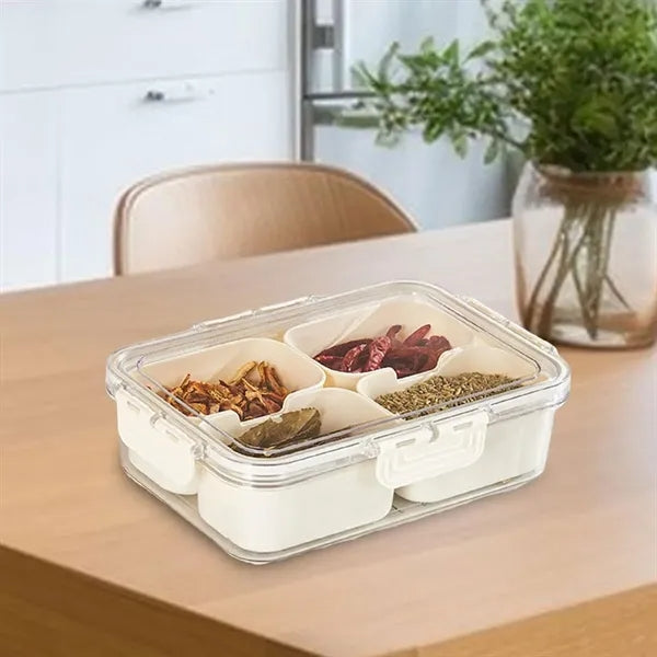 4-Compartment Spice Organizer&Snack Container w/ Locking Lid