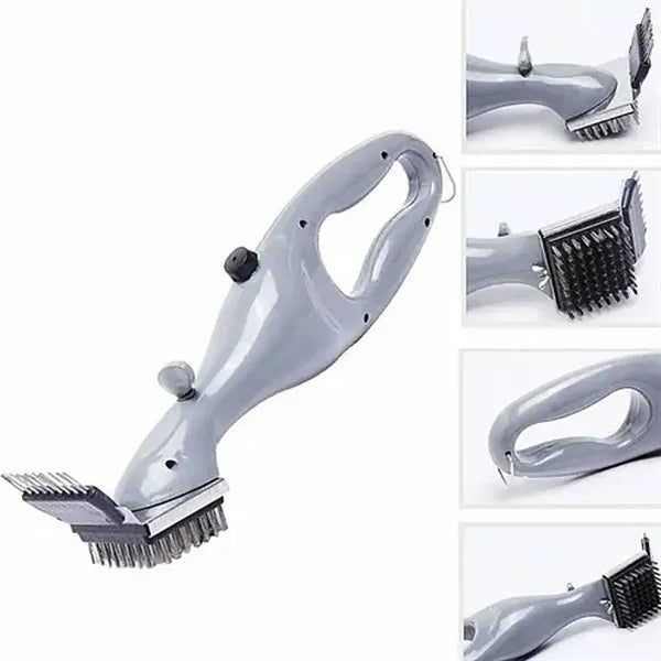 Steam Cleaning BBQ Grill Brush w/ Bristles & Scraper