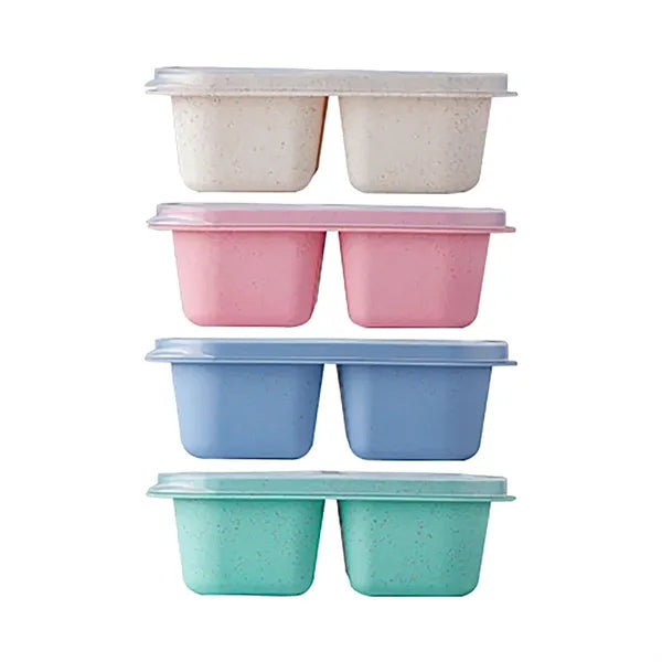 4-Compartment Wheat Straw Snack & Bento Box with Clear Lid