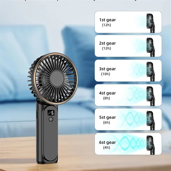 USB Foldable Handheld Fan With Digital Display