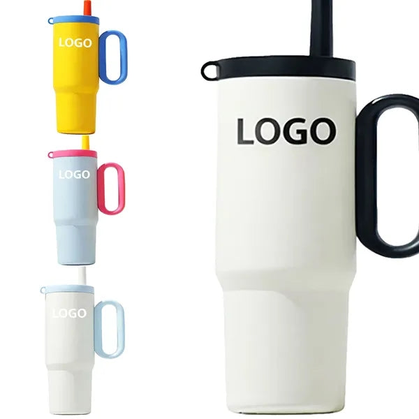 Large Insulated Tumbler With Straw Stainless Cup
