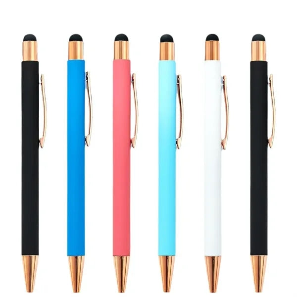2-in-1 Stylus Ballpoint Pen with Rose Gold Trim