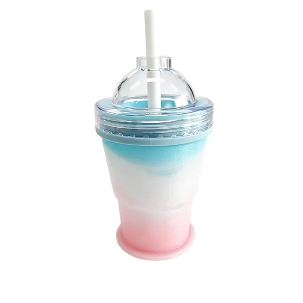 11oz Collapsible Silicone Ice Ball Maker Cup W/Straw