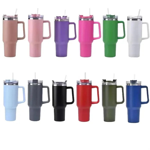 Tumblers 40 Oz Travel Cup with Handle and Straw